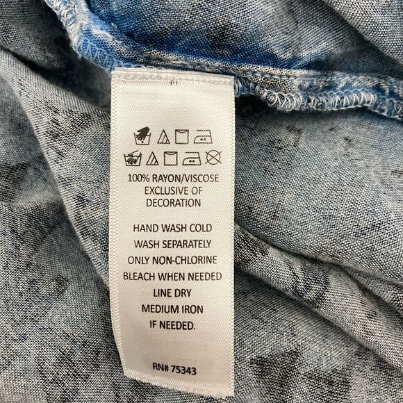 Sigrid Olsen Peasant Top M Blue Embroidered Tassel Tie Neck Balloon Sleeve - Picture 14 of 14